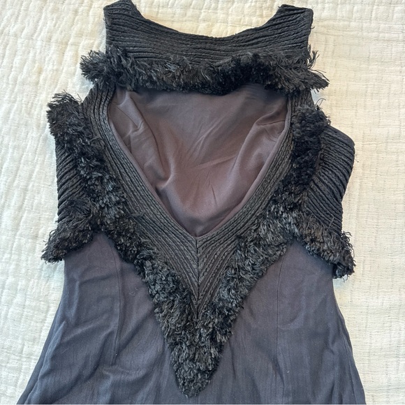 Vintage Mara Hoffman Mini Dress Women's 2 Black Fringe Open Back Revolve - Picture 12 of 12